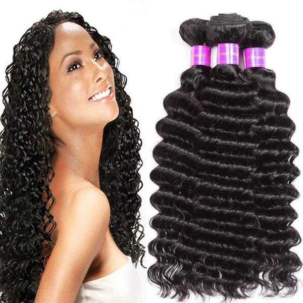 real wig 6a human 1b deep wavy real hair curtain, Black