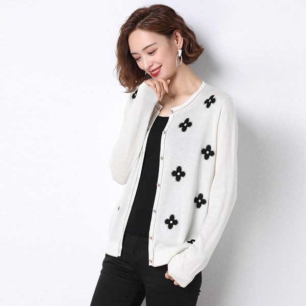 women's knits & tees 2021 autumn and winter knitted cardigan coat femininity thin round neck bright silk embroidery flowers with sweate, White
women's knits & tees 2021 autumn and winter knitted cardigan coat femininity thin round neck bright silk embroidery flowers with sweate, White