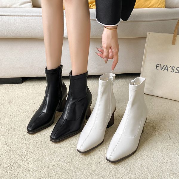 miao collar 9018 slim elastic autumn and winter pointed martin women's thick heel short boots versatile high-heeled single, Black
miao collar 9018 slim elastic autumn and winter pointed martin women's thick heel short boots versatile high-heeled single, Black