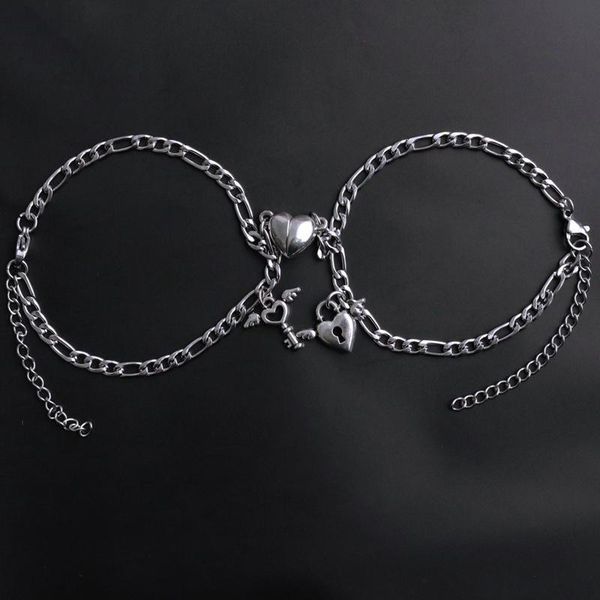 link, chain simple creative design love key lock shape bracelet trend couple magnetic valentine's day gift jewelry accessories, Black
link, chain simple creative design love key lock shape bracelet trend couple magnetic valentine's day gift jewelry accessories, Black