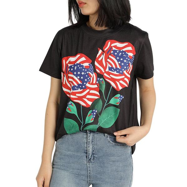 women's t-shirt summer women casual american flag rose print loose short sleeve round neck clothes female ladies fashion 2021, White
women's t-shirt summer women casual american flag rose print loose short sleeve round neck clothes female ladies fashion 2021, White