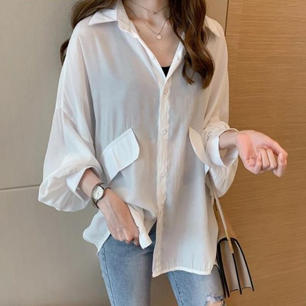 women's blouses & shirts missky women shirt lazy blouse false pocket long lantern sleeve lapel solid color loose spring autumn lady fem, White
women's blouses & shirts missky women shirt lazy blouse false pocket long lantern sleeve lapel solid color loose spring autumn lady fem, White