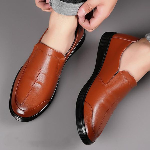 soft cow leather men's shoes man brown business dress classic round toe moccasins zapatos hombre, Black
soft cow leather men's shoes man brown business dress classic round toe moccasins zapatos hombre, Black