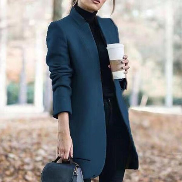 women's wool & blends stand collar solid color coat winter/autumn 2021 open stitch long woolen outerwear, Black
women's wool & blends stand collar solid color coat winter/autumn 2021 open stitch long woolen outerwear, Black