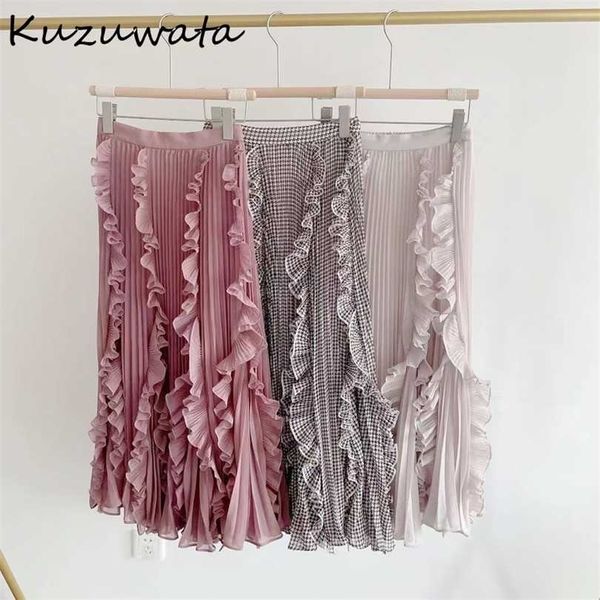 kuzuwata winter design women faldas japan style temperament sweet jupes ruffles patchwork high waist pleated skirt 211214, Black
kuzuwata winter design women faldas japan style temperament sweet jupes ruffles patchwork high waist pleated skirt 211214, Black