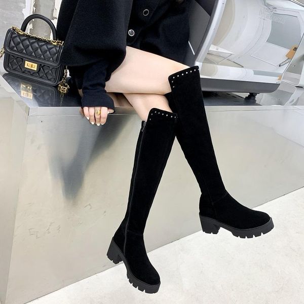 boots mezereon concise style cow suede woman round toe high heels warm plush winter shoes over the knee thigh, Black
boots mezereon concise style cow suede woman round toe high heels warm plush winter shoes over the knee thigh, Black