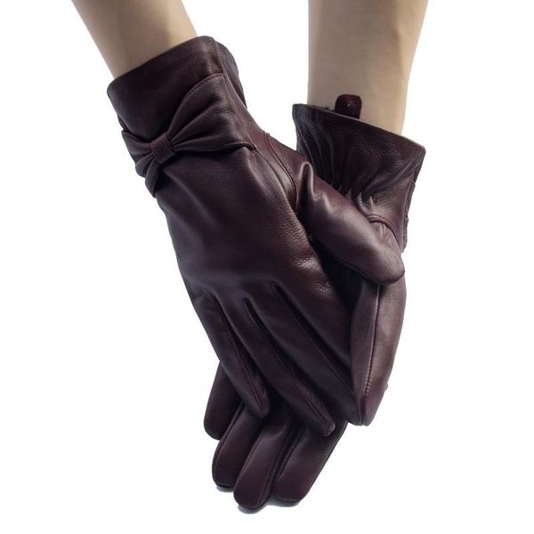 five fingers gloves bow lady elegant leather warm fleece driving womens genuine mittens sheepskin winter eldiven, Blue;gray
five fingers gloves bow lady elegant leather warm fleece driving womens genuine mittens sheepskin winter eldiven, Blue;gray