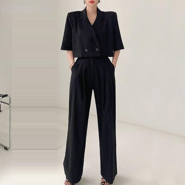 women's two piece pants bornladies women 2 pieces blazer set short sleeve jackets & high waist wide leg suit elegant female solid pant, White
women's two piece pants bornladies women 2 pieces blazer set short sleeve jackets & high waist wide leg suit elegant female solid pant, White