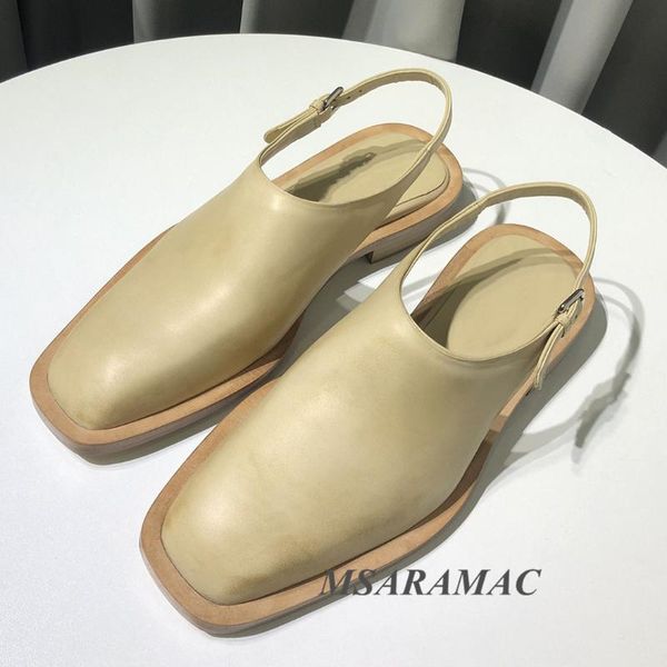 sandals summer beige leather flat square toe back buckle fashion women dress shoes, Black
sandals summer beige leather flat square toe back buckle fashion women dress shoes, Black