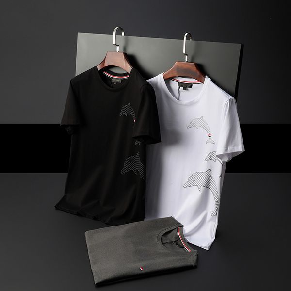 fashion t shirts simple printing round neck short sleeve men's brand youth versatile mercerized cotton 2021 summer, White;black 
fashion t shirts simple printing round neck short sleeve men's brand youth versatile mercerized cotton 2021 summer, White;black