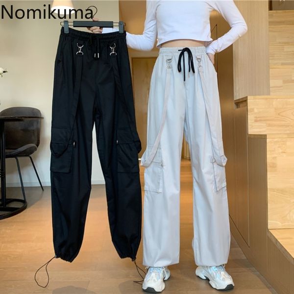 nomikuma korean streetwear cargo pants women joggers solid color high waist trousers solid color casual loose pantalones 210514, Black;white
nomikuma korean streetwear cargo pants women joggers solid color high waist trousers solid color casual loose pantalones 210514, Black;white