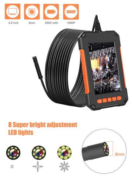 8mm len hard cable endoscope ip67 2/5/10m snake tube camera 4.3" lcd borescope 1080p inspection 2600 mah 8 led car repair ip cameras
8mm len hard cable endoscope ip67 2/5/10m snake tube camera 4.3" lcd borescope 1080p inspection 2600 mah 8 led car repair ip cameras