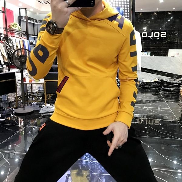 autumn 2021 new reflective letter sweater men's hoodie loose casual hoodie coat fashion top, Black