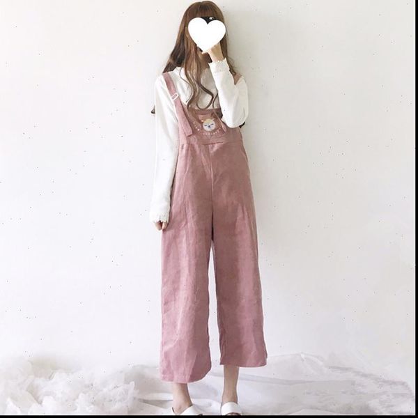 japan style soft girl women jumpsuits kawaii lolita wide leg ankle length casual loose cartoon embroidery corduroy suspenders overalls, Black;white
japan style soft girl women jumpsuits kawaii lolita wide leg ankle length casual loose cartoon embroidery corduroy suspenders overalls, Black;white