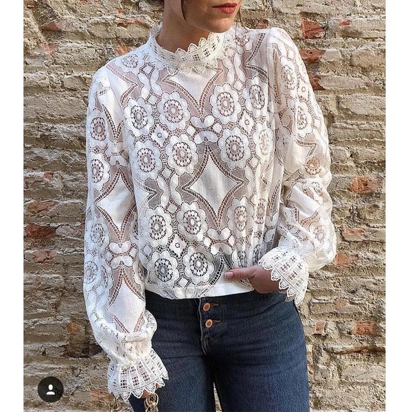lace blouse embroidery long sleeve women t shirt white office flower hollow fashion female chemise
lace blouse embroidery long sleeve women t shirt white office flower hollow fashion female chemise