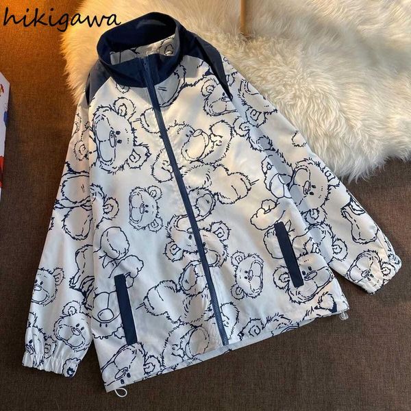 women's jackets hikigawa coats stand collar long sleeve harajuku cartoon print jacket patchwork student 2021 outwear clothing, Black;brown
women's jackets hikigawa coats stand collar long sleeve harajuku cartoon print jacket patchwork student 2021 outwear clothing, Black;brown