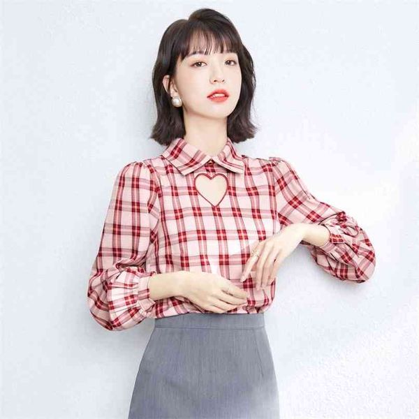 fashion chiffon shirt women spring women's korean version loose all-match blouse foreign style love plaid 210520, White
fashion chiffon shirt women spring women's korean version loose all-match blouse foreign style love plaid 210520, White