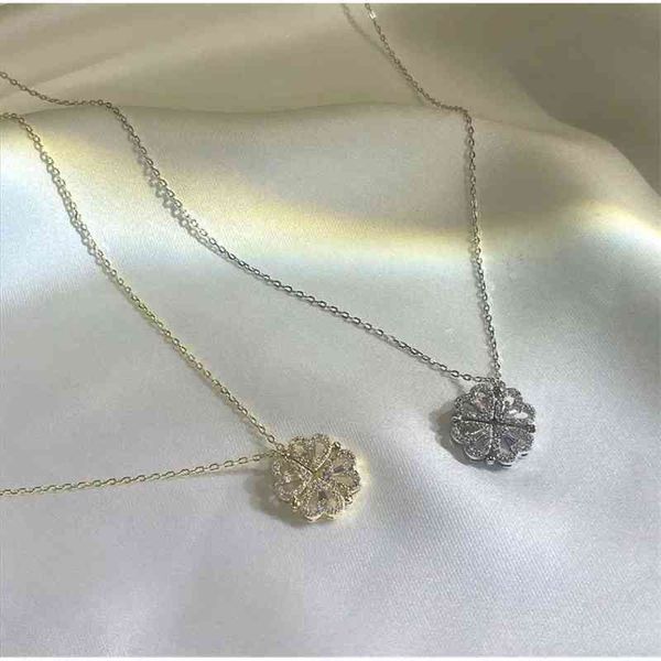 new product personality a two wear love full diamond clover magnet necklace women's 925 silver korean version, Black
new product personality a two wear love full diamond clover magnet necklace women's 925 silver korean version, Black