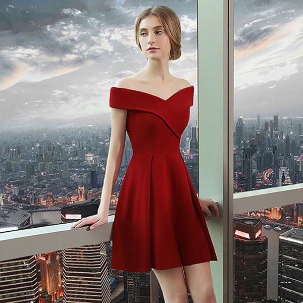 evening dresses short dress elegant pleated a-line off shoulder formal prom party women white black gown vestidos de festa, Black;red
evening dresses short dress elegant pleated a-line off shoulder formal prom party women white black gown vestidos de festa, Black;red