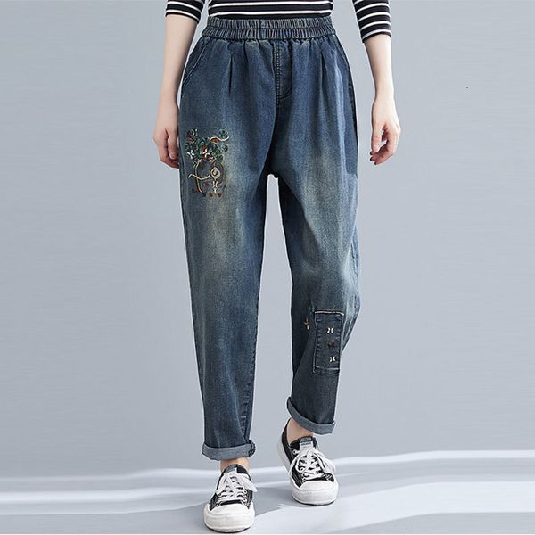 spring style of arts women elastic waistline loose blue jeans vintage embroidery denim harem pants plus size s68
spring style of arts women elastic waistline loose blue jeans vintage embroidery denim harem pants plus size s68