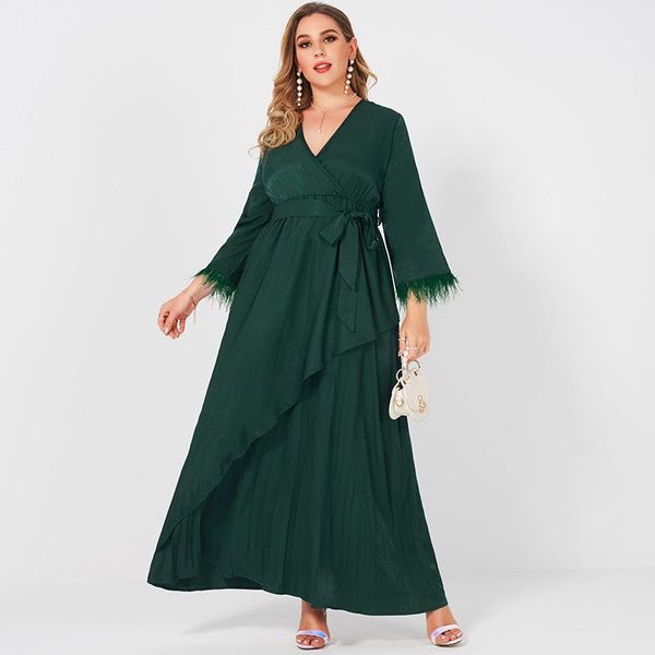 plus size dresses women's fashion v-neck long-sleeved stitching belted slim fit elastic waist pleated banquet sweet green dress 4xl, Black
plus size dresses women's fashion v-neck long-sleeved stitching belted slim fit elastic waist pleated banquet sweet green dress 4xl, Black