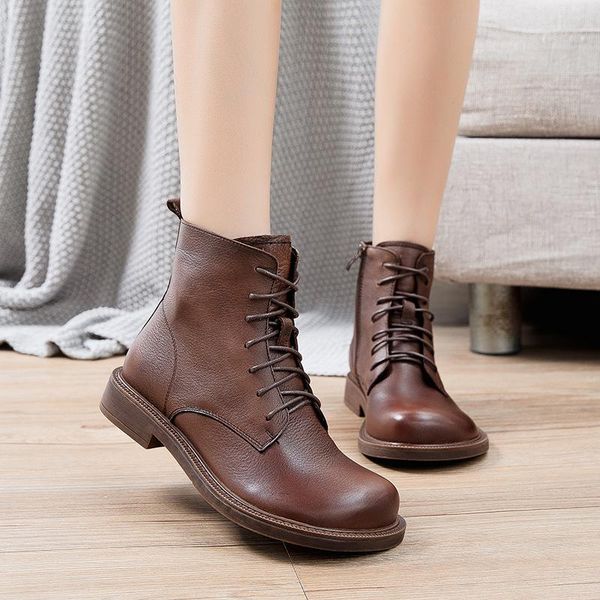 boots spring and autumn retro handmade lace head layer cowhide short big doll women's shoes fashion zipper, Black
boots spring and autumn retro handmade lace head layer cowhide short big doll women's shoes fashion zipper, Black
