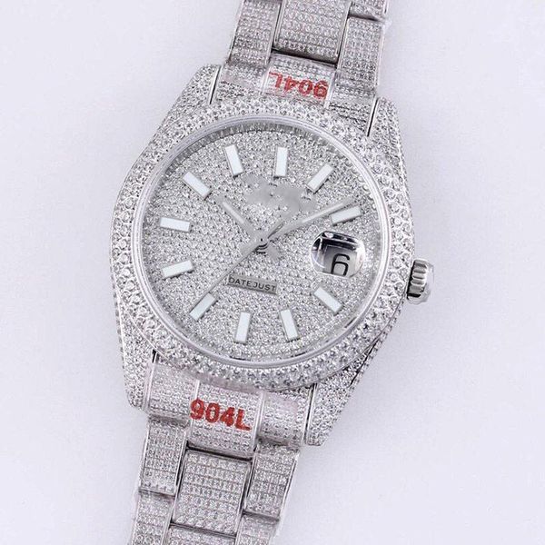 designer full diamond men's automatic mechanical watch 40 mm diamond bezel waterproof sapphire watch 904 stainless steel sapphire glass, Slivery;brown
designer full diamond men's automatic mechanical watch 40 mm diamond bezel waterproof sapphire watch 904 stainless steel sapphire glass, Slivery;brown