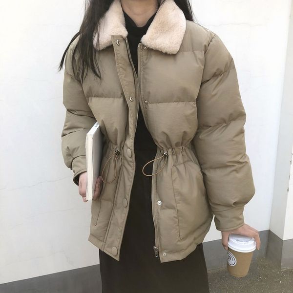 Women's thick Korean winter cotton coat short woman's jacket waist rabbit lapel, Black
Women's thick Korean winter cotton coat short woman's jacket waist rabbit lapel, Black