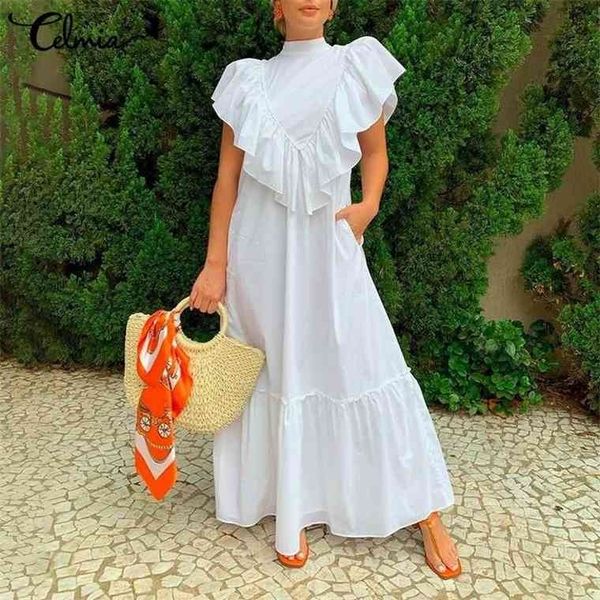 celmia women sleeveless maxi dress 2021 summer ruffles long sundress fashion solid casual loose party beach vestidos robe, Black;gray
celmia women sleeveless maxi dress 2021 summer ruffles long sundress fashion solid casual loose party beach vestidos robe, Black;gray