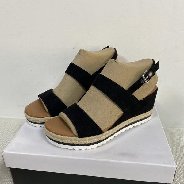 sandals straw women's vintage wedge shoes woman buckle strap thick bottom platform flock female summer footwear z8ob, Black
sandals straw women's vintage wedge shoes woman buckle strap thick bottom platform flock female summer footwear z8ob, Black