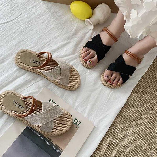 sandals summer retro casual women faux hemp sole cross strap flat heel outdoor leisure beach shoes ladies female elegant whosale d, Black
sandals summer retro casual women faux hemp sole cross strap flat heel outdoor leisure beach shoes ladies female elegant whosale d, Black