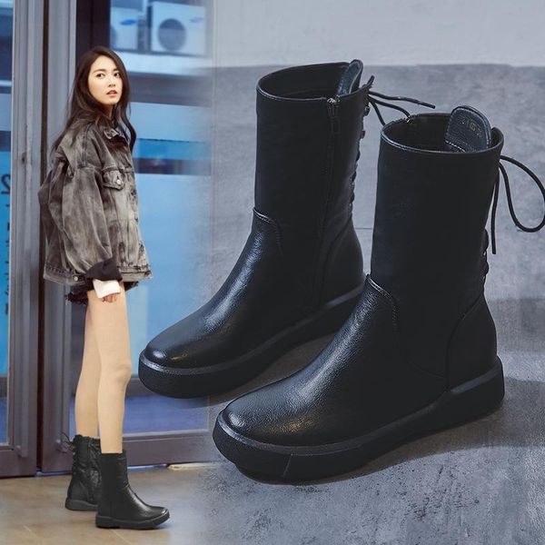 boots 2021 autumn and winter style flat plus velvet on tube british vintage versatile women's shoes, Black
boots 2021 autumn and winter style flat plus velvet on tube british vintage versatile women's shoes, Black