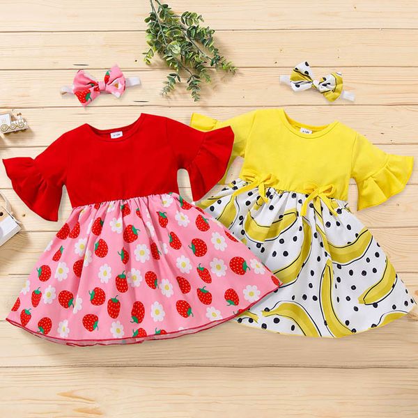 girl's dresses fruits baby girls dress kids clothes cotton summer short sleeve bows headbands 2pcs sets infant clothing b6646, Red;yellow
girl's dresses fruits baby girls dress kids clothes cotton summer short sleeve bows headbands 2pcs sets infant clothing b6646, Red;yellow