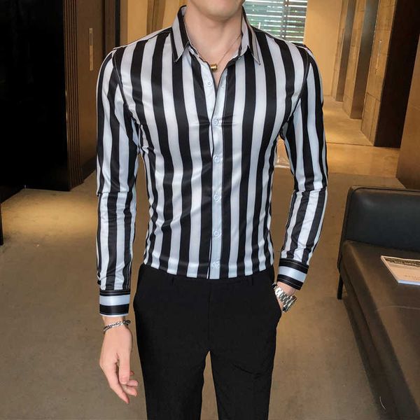 british style striped shirts mens long sleeve business formal dress shirt casual slim fit shirt streetwear social party clothing 210527, White;black
british style striped shirts mens long sleeve business formal dress shirt casual slim fit shirt streetwear social party clothing 210527, White;black