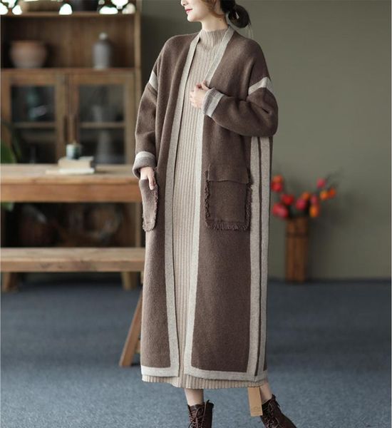 women's trench coats winter women casual loose all-match coat cardigan pocket thicker knitting warm retro long, Tan;black
women's trench coats winter women casual loose all-match coat cardigan pocket thicker knitting warm retro long, Tan;black