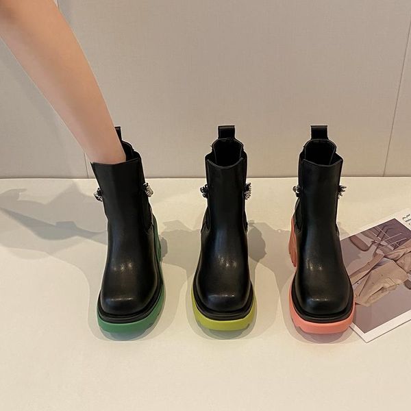 boots pamanni women's platform chain slip-on round toe woman high heels fashion handmade shallow punk square heel women shoes, Black
boots pamanni women's platform chain slip-on round toe woman high heels fashion handmade shallow punk square heel women shoes, Black