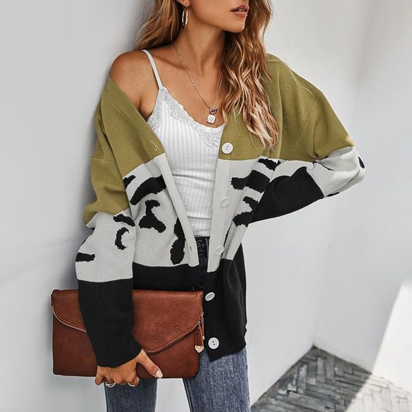 winter coat women leopard print patchwork sweater female long sleeves knit button se6 women's jackets, Black;brown
winter coat women leopard print patchwork sweater female long sleeves knit button se6 women's jackets, Black;brown