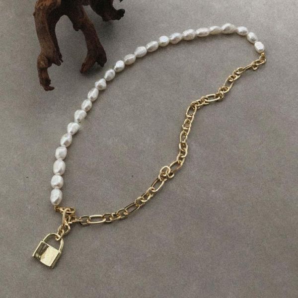 pendant necklaces vsnow harajuku asymmetry simulation pearl beaded necklace for women girls gold lock chunky chain metal jewelry, Silver
pendant necklaces vsnow harajuku asymmetry simulation pearl beaded necklace for women girls gold lock chunky chain metal jewelry, Silver