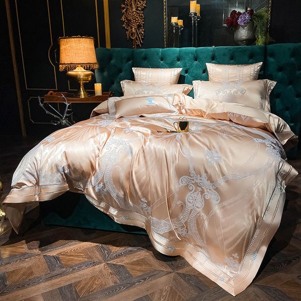 origin summer european style cotton satin jacquard four piece set of pure cotton home textile bedding