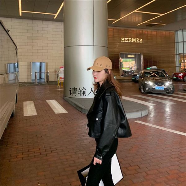 women's leather & faux spring short motorcycle jacket women fashion long sleeve black pu water wash coat female loose outerwear tide g1
women's leather & faux spring short motorcycle jacket women fashion long sleeve black pu water wash coat female loose outerwear tide g1