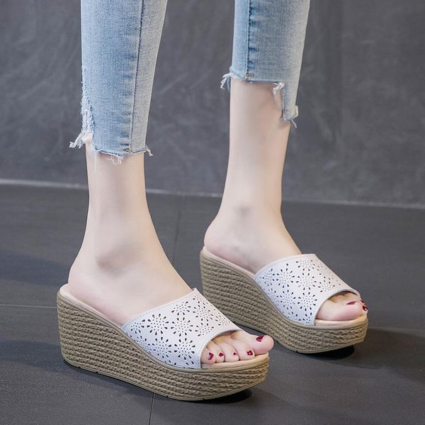 hollow out wedge sandals female summer women's thick-soled high-heeled slippers mother shoes, Black
hollow out wedge sandals female summer women's thick-soled high-heeled slippers mother shoes, Black