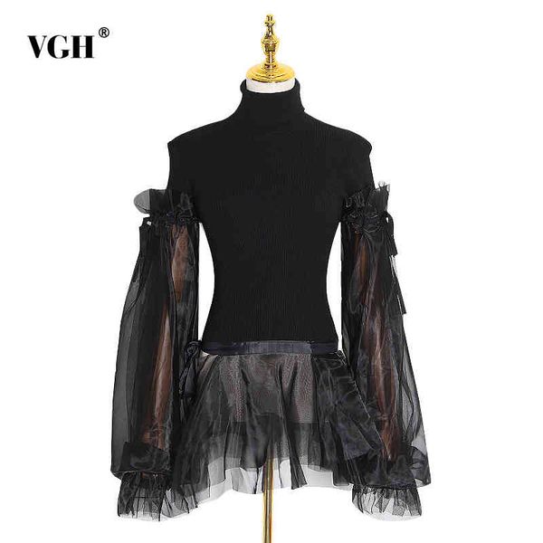 vgh patchwork mesh ruffle sweater for women turtleneck lantern sleeve casual loose sweaters female fashion new clothing 210421, White;black
vgh patchwork mesh ruffle sweater for women turtleneck lantern sleeve casual loose sweaters female fashion new clothing 210421, White;black