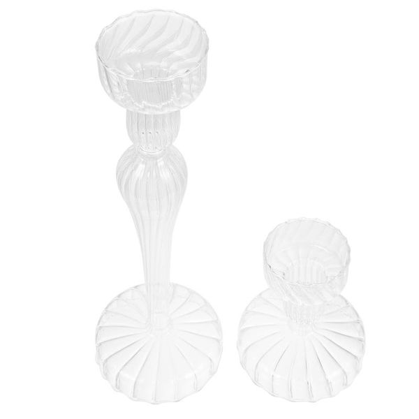 candle holders 2 pcs standing striped stick glass holder decor
