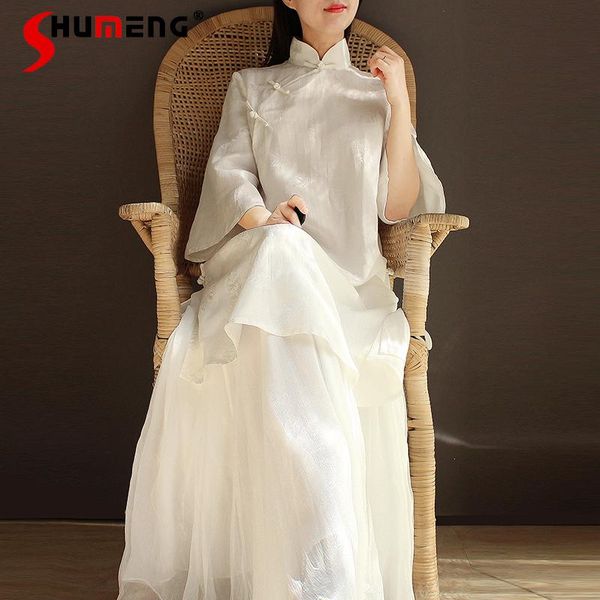 casual dresses summer white fairy long dress retro cotton linen jacquard chinese improved buckle stand collar split cheongsam, Black;gray
casual dresses summer white fairy long dress retro cotton linen jacquard chinese improved buckle stand collar split cheongsam, Black;gray