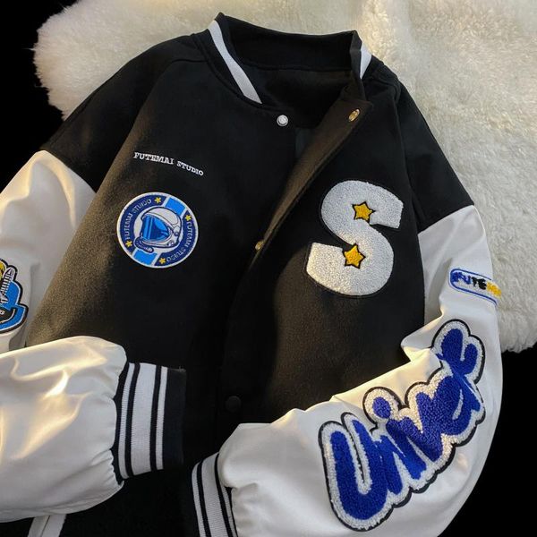 women's jackets fashion baseball embroidery fleece winter coats uniform women oversized korean outerwear color block couples streetwear, Black;brown
women's jackets fashion baseball embroidery fleece winter coats uniform women oversized korean outerwear color block couples streetwear, Black;brown