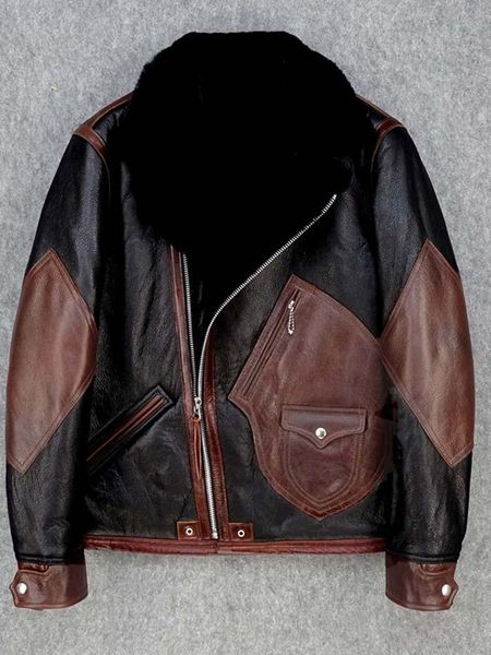 men's leather & faux sheepskin coat genuine shearing lambskin cow patchwork jacket for male wool cashmere liner winter color block 4xl, Black
men's leather & faux sheepskin coat genuine shearing lambskin cow patchwork jacket for male wool cashmere liner winter color block 4xl, Black