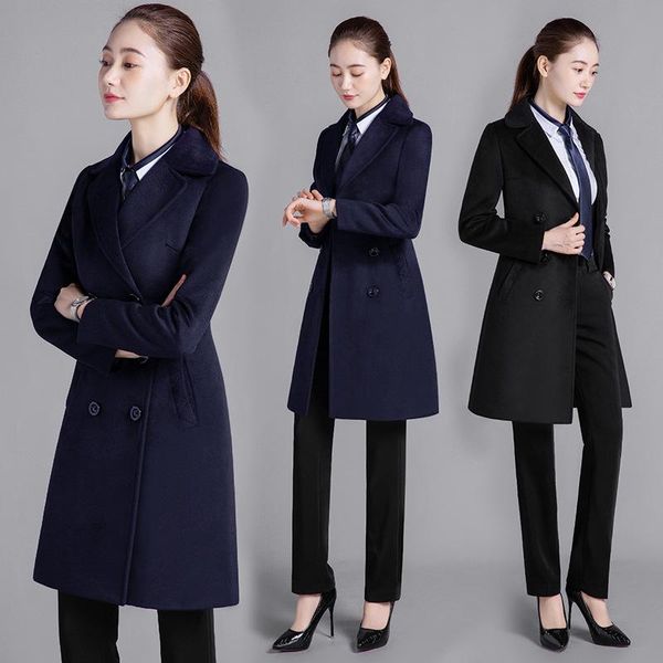 women's wool & blends woolen coat medium and long slim fashion work clothes business woollen winter, Black
women's wool & blends woolen coat medium and long slim fashion work clothes business woollen winter, Black