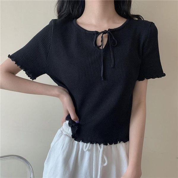 women's t-shirt fashion bare midriff girl short sweater summer knitted t shirt slim sleeve tees women elastic o-neck, White
women's t-shirt fashion bare midriff girl short sweater summer knitted t shirt slim sleeve tees women elastic o-neck, White