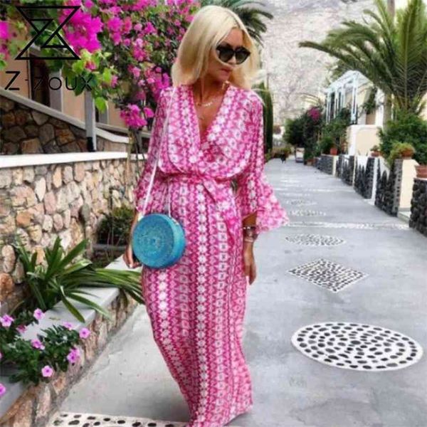 women dress flare sleeve v-neck print bohemian dresses long plus size pink green summer fashion 210513, Black;gray
women dress flare sleeve v-neck print bohemian dresses long plus size pink green summer fashion 210513, Black;gray