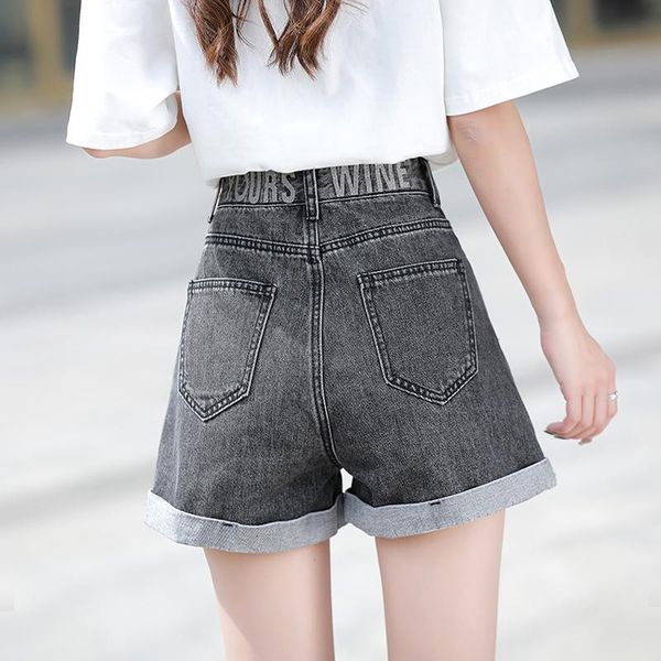 women's shorts embroidered denim summer high-waisted wide-legged thin loose cuffed old daddy, White;black
women's shorts embroidered denim summer high-waisted wide-legged thin loose cuffed old daddy, White;black